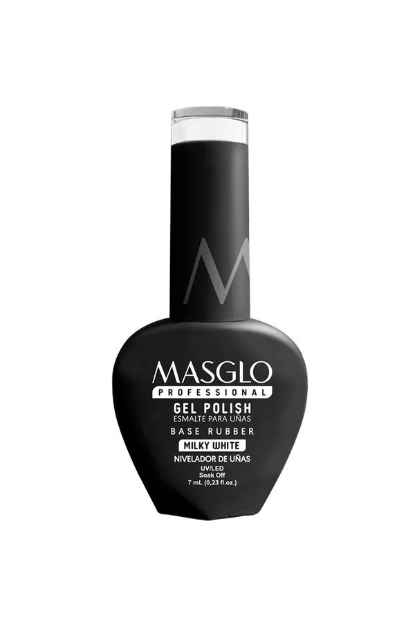 BASE RUBBER MILKY WHITE SEMIPERMANENTE MASGLO PROFESSIONAL GEL POLISH 7 ML