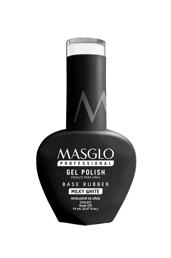 BASE RUBBER MILKY WHITE SEMIPERMANENTE MASGLO PROFESSIONAL GEL POLISH 14 ML